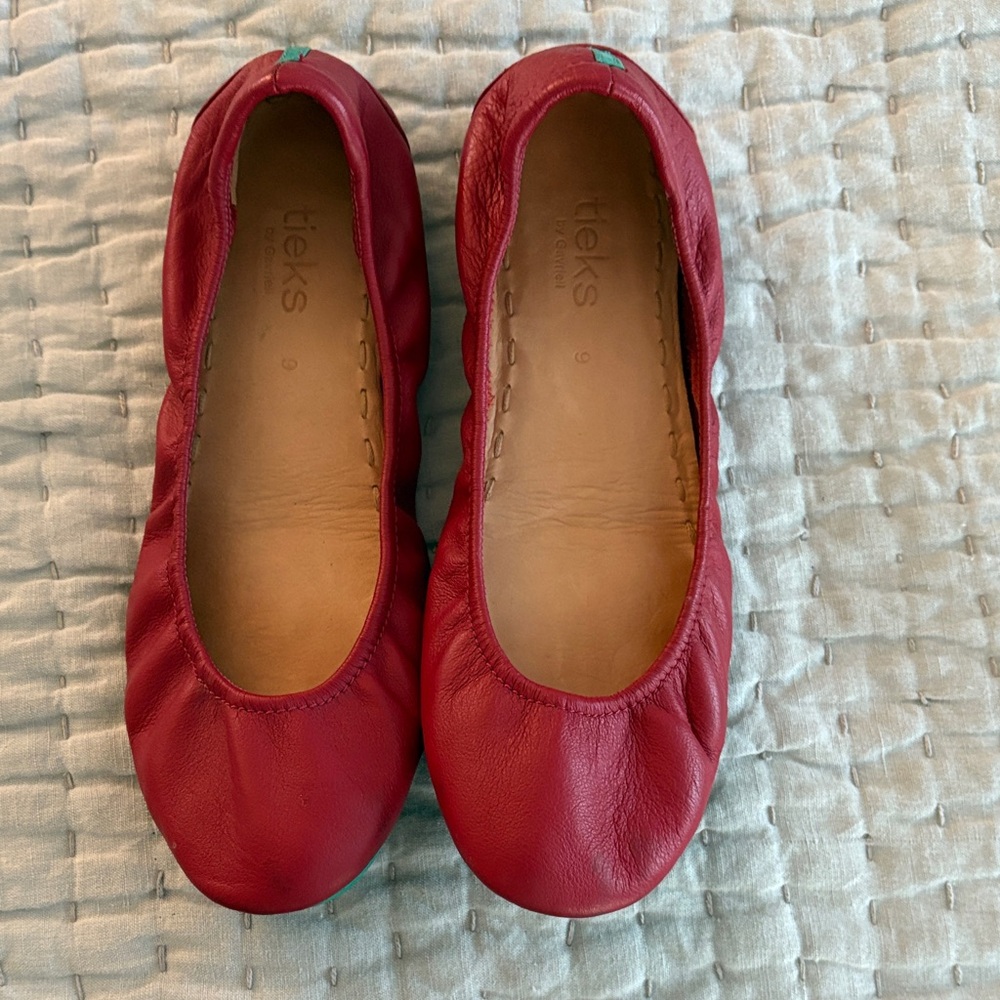 Tieks Cherry Red Leather Flats
